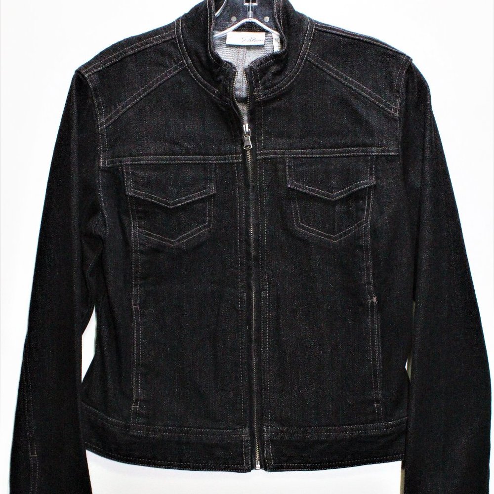 Chico's Platinum Black  Jean/Denim Jacket Size 0
